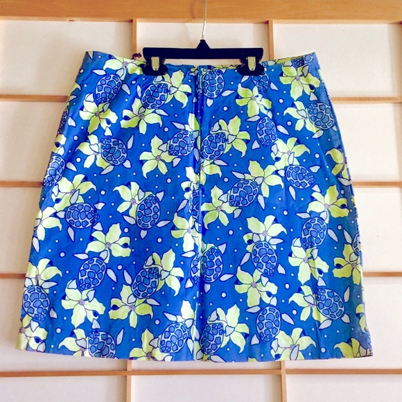 Vineyard Vines Blue and Light Sea GreenSeaTurtle Floral Skirt NWT 6 - Picture 2 of 8